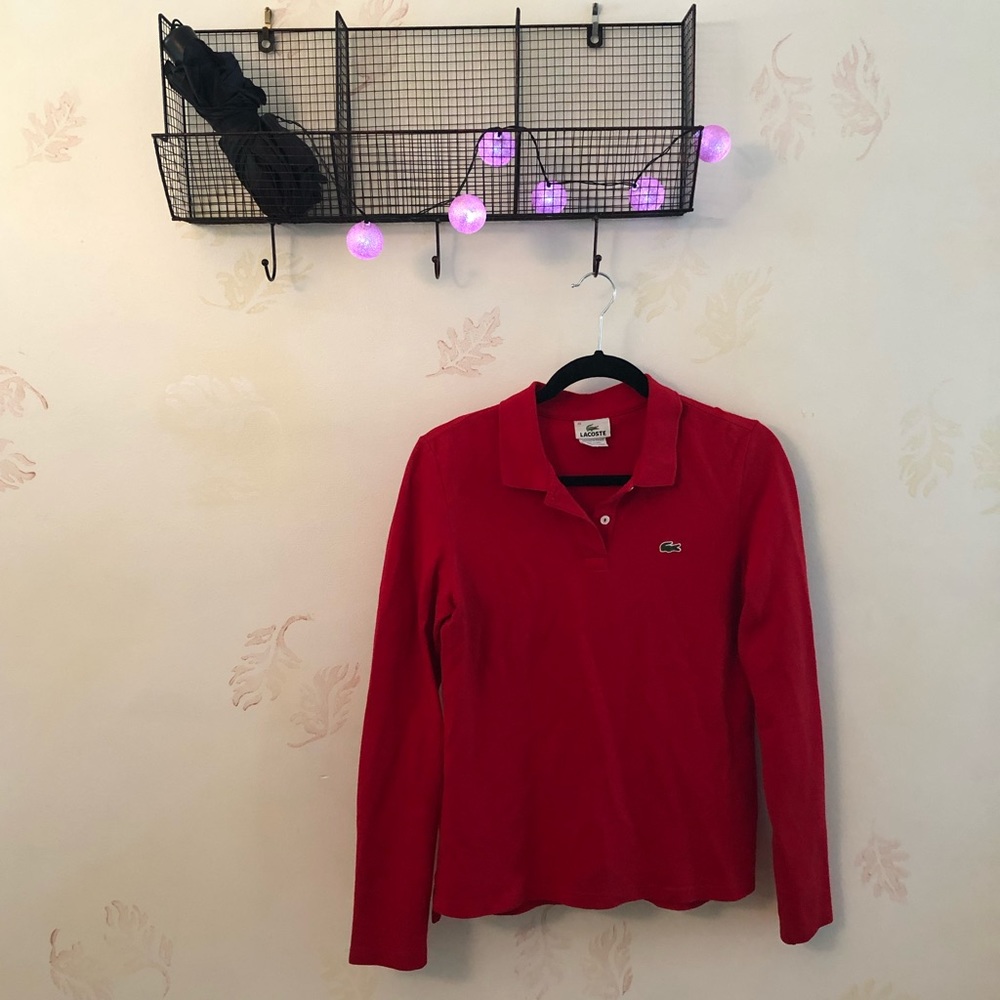 ❣️🐊Lacoste red long-sleeve polo